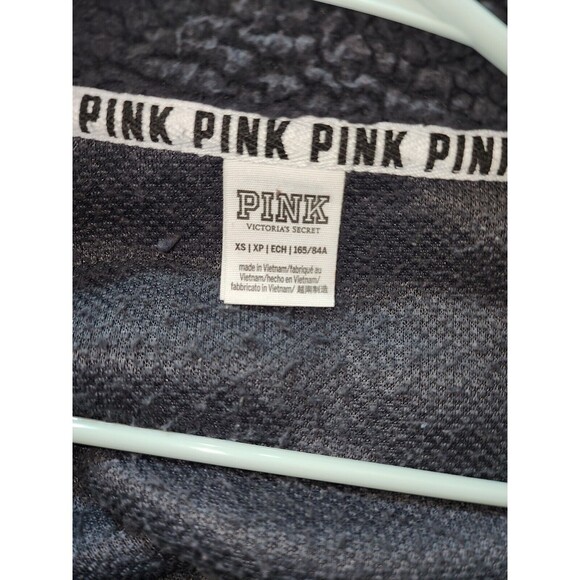 Victoria's Secret PINK Teddy Bear Gray Sherpa Women XS Sweater 1/4 Zip Pullover - Picture 3 of 11